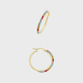 9ct Gold Silver Filled Hoop Earrings With Swarovski Crystals M3275