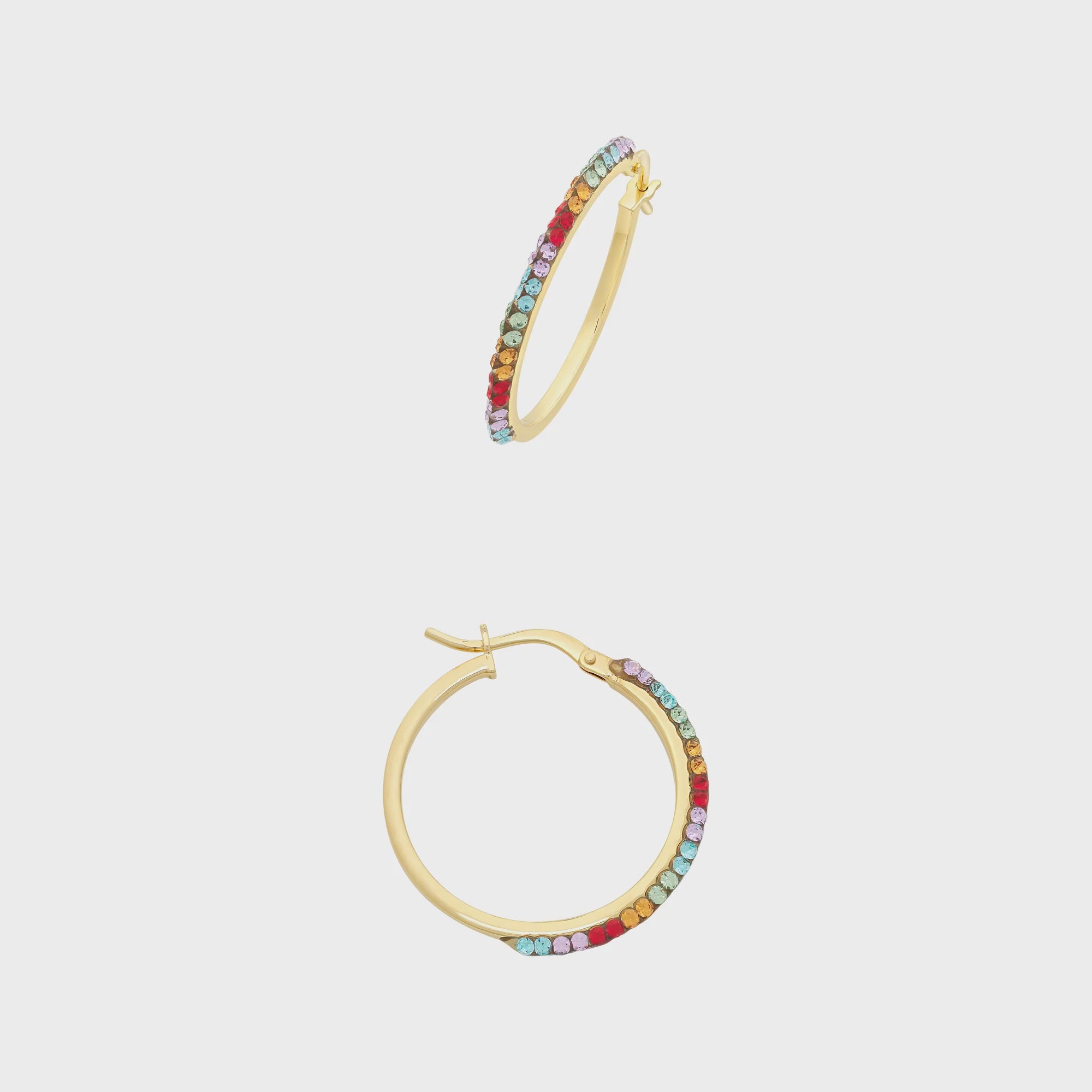 9ct Gold Silver Filled Hoop Earrings With Swarovski Crystals M3275