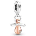 Pacifier sterling silver and 14k rose gold-plated dangle with clear cubic zirconia 781490C01