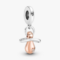 Pacifier sterling silver and 14k rose gold-plated dangle with clear cubic zirconia 781490C01 (High Resolution)