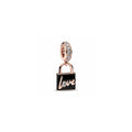 Padlock 14k rose gold-plated dangle with clear cubic zirconia and black enamel 782508C01 (High Resolution)