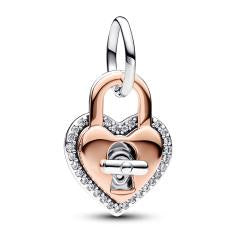 Padlock heart sterling silver and 14k ro 783079C01