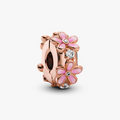 Pandora Rose Pink Daisy Spacer Clip w Pink Enamel   CZ 788809C01 (High Resolution)
