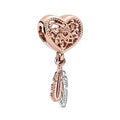 Pandora Rose & Silver Heart & Feathers D 789068C00