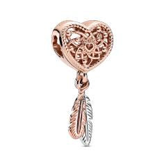 Pandora Rose & Silver Heart & Feathers D 789068C00
