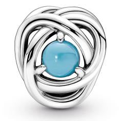 Sterling silver charm with capri blue crystal (December) 790064C02