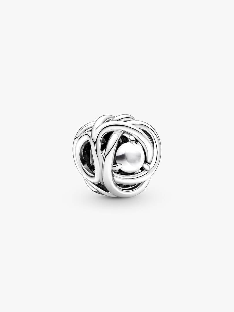 Sterling silver charm with white mother of pearl (June) 790064C04
