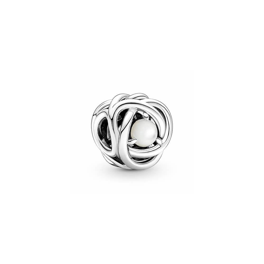 Sterling silver charm with white mother of pearl (June) 790064C04 (High Resolution)