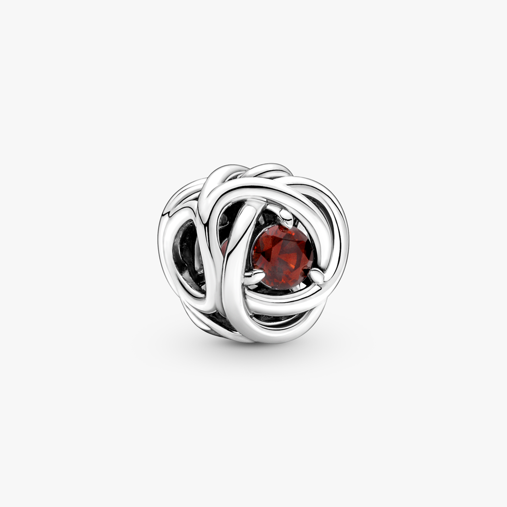 Sterling silver charm with salsa red crystal (January) 790065C06 (High Resolution)