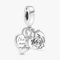 Rose heart sterling silver double dangle 790086C00 (High Resolution)
