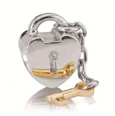 Key to My Heart Silver Charm w 14k 790288