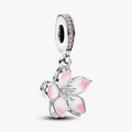 Movable cherry blossom sterling silver dangle with fancy pink cubic zirconia and shaded pink enamel 790667C01 (High Resolution)