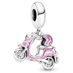 Pink Motorcycle & Helmet Silver Hanging 791057C01