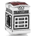 UK Telephone Booth Silver Charm w Red En 791202EN49