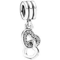 Interlocking Hearts Silver Hanging Charm 791242CZ