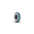Abstract sterling silver spacer with icy blue crys 791359C01