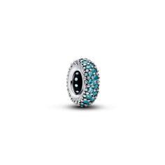 Abstract sterling silver spacer with icy blue crys 791359C01
