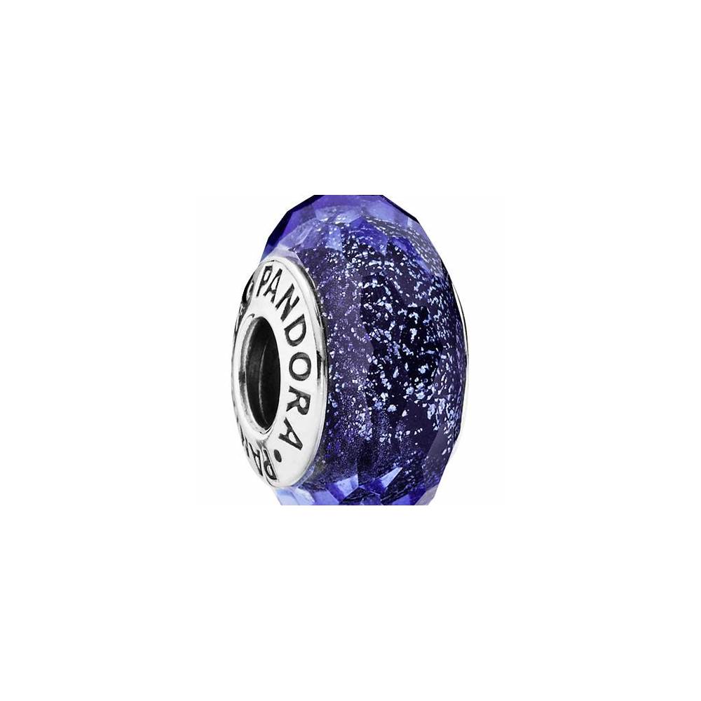 Iridescent Blue Faceted Murano Glass Silver Charm 791646 (High Resolution)