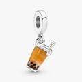Bubble tea sterling silver dangle with brown and black Murano glass 791685C01 (High Resolution)