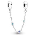 Sterling silver safety chain with stellar blue and 791688C01-05