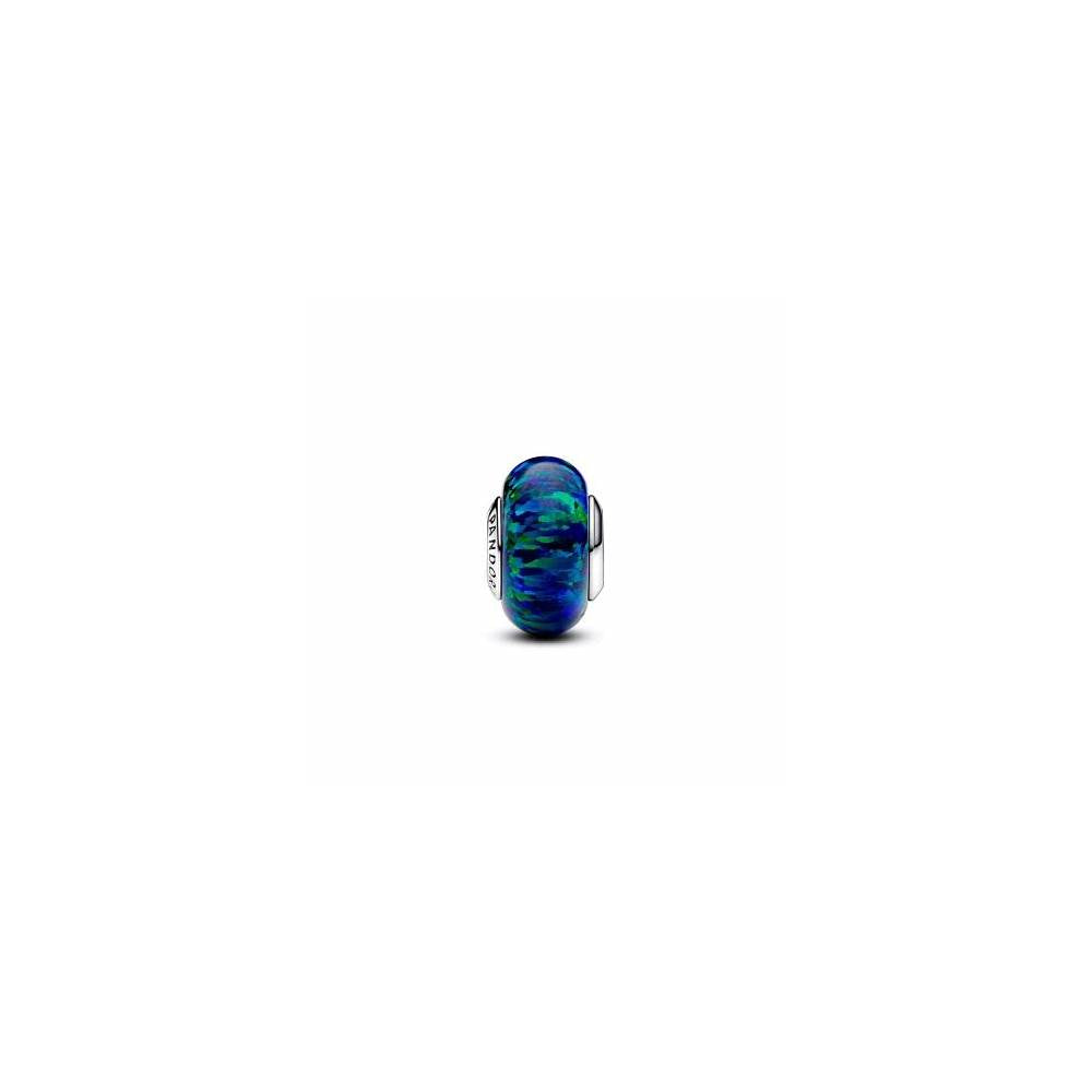 Sterling silver charm with green blue lab-created opal 791691C04 (High Resolution)