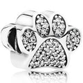 Dog Paw Print Silver Charm w CZ 791714CZ