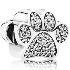 Dog Paw Print Silver Charm w CZ 791714CZ