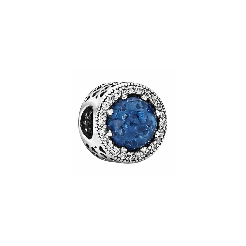 Moonlight Blue Radiant Hearts Openwork Silver Charm w Moonlight Blue Crystals   Clear CZ 791725NMB (High Resolution)