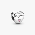 Inscribed Daughter Silver Heart Charm w Pink CZ 791726PCZ (High Resolution)