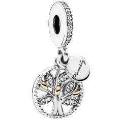 Family Heritage Silver Hanging Charm w 14k Gold &  791728CZ