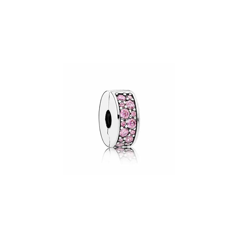 Pink Shining Elegance Silver Spacer Clip w Pink CZ 791817PCZ (High Resolution)
