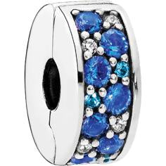 Blue Mosaic Vibrant Elegance Silver Spacer Clip w Swiss Blue Crystal & CZ 791817NSBMX