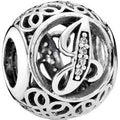 Vintage J Openwork Silver Charm w CZ 791854CZ