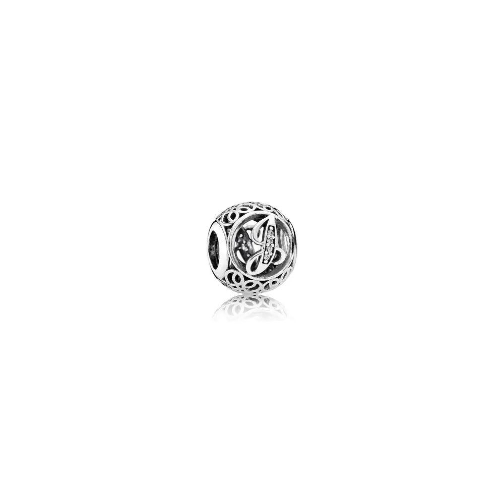 Vintage J Openwork Silver Charm w CZ 791854CZ (High Resolution)