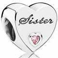 Sister's Love Silver Heart Charm w PCZ 791946PCZ