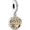 Family Roots Silver Hanging Charm w 14k Gold   CZ 791988CZ