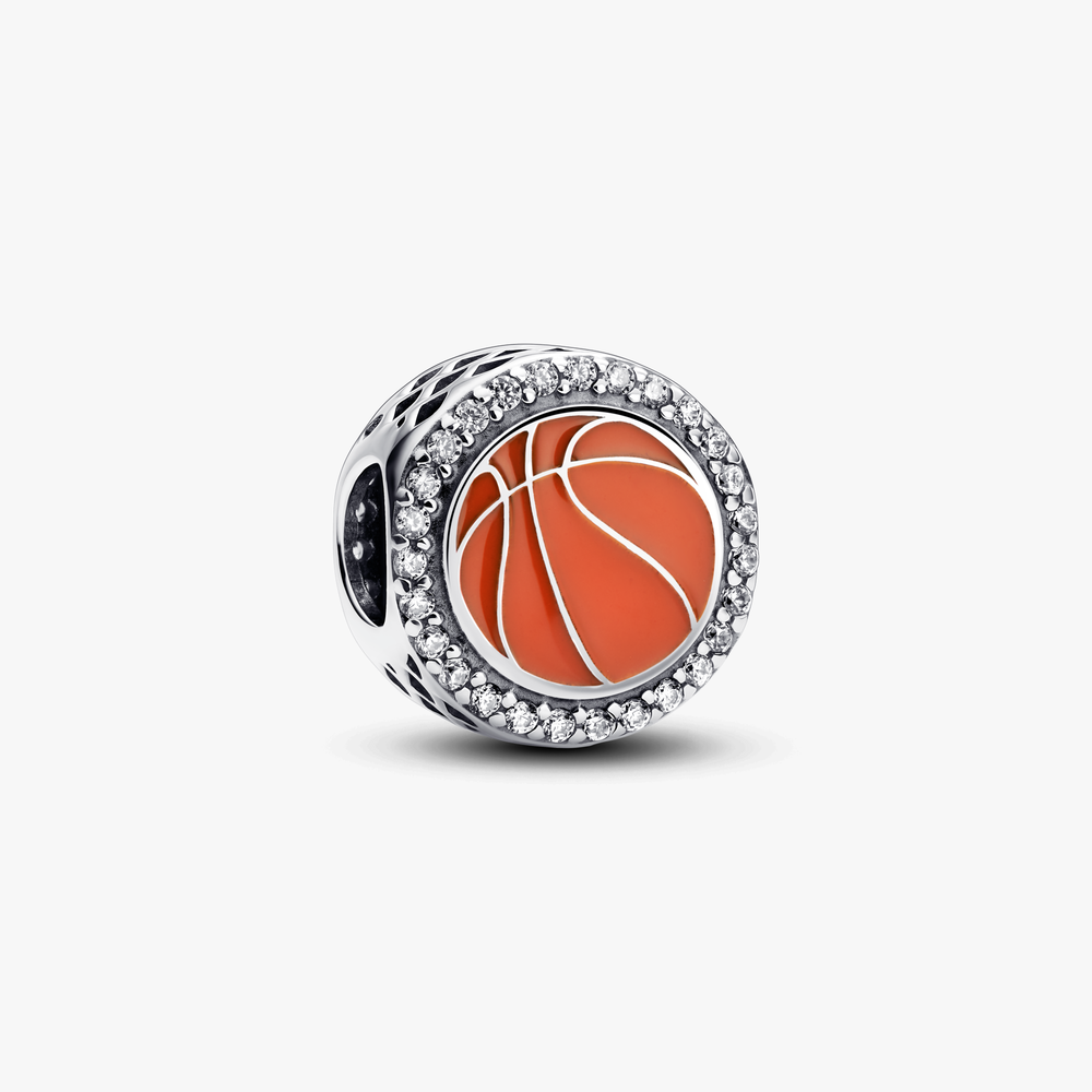 Basketball sterling silver charm with cl 792016CZ_E074 (High Resolution)