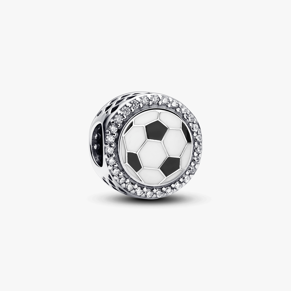 Soccer ball sterling silver charm with clear cubic 792016CZ_E075 (High Resolution)