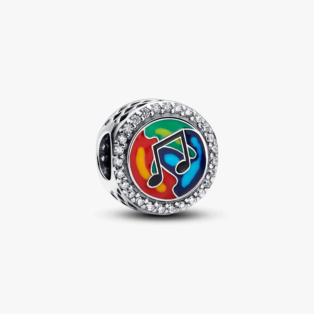 Music note sterling silver charm with cl 792016CZ_E076 (High Resolution)