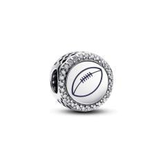 Football sterling silver charm with clear cubic zirconia and blue enamel 792016CZ_E073