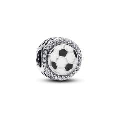 Soccer ball sterling silver charm with clear cubic 792016CZ_E075
