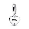 WA heart sterling silver dangle with clear cubic zirconia and black enamel 792017CZ_E025