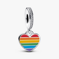 Pride rainbow heart sterling silver dangle with clear cubic zirconia, red, orange, yellow, green, blue, purple enamel 792017CZ_E029 (High Resolution)