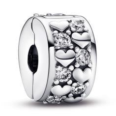 Heart sterling silver clip with clear cubic zirconia 792235C01
