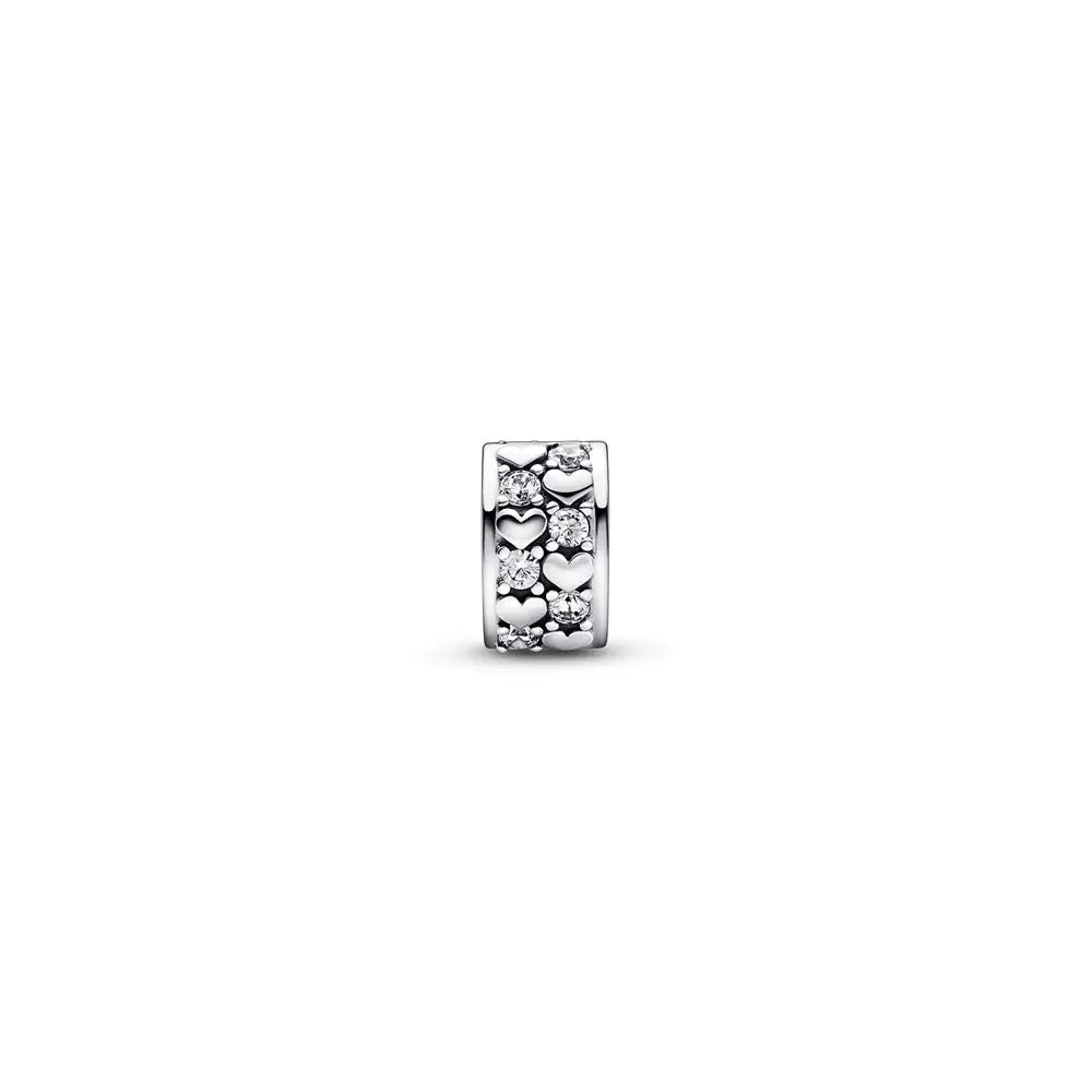 Heart sterling silver clip with clear cubic zirconia 792235C01 (High Resolution)