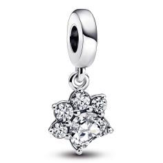 Paw sterling silver dangle with clear cubic zircon 792247C01