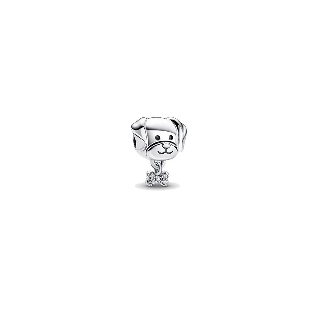 Dog sterling silver charm with clear cubic zirconia 792254C01 (High Resolution)
