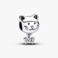 Cat sterling silver charm with clear cubic zirconia 792255C01 (High Resolution)