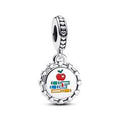 Apple and books sterling silver dangle with red, blue, green and yellow enamel 792275C00_E012
