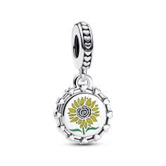 Sunflower sterling silver dangle with yellow and green enamel 792275C00_E010